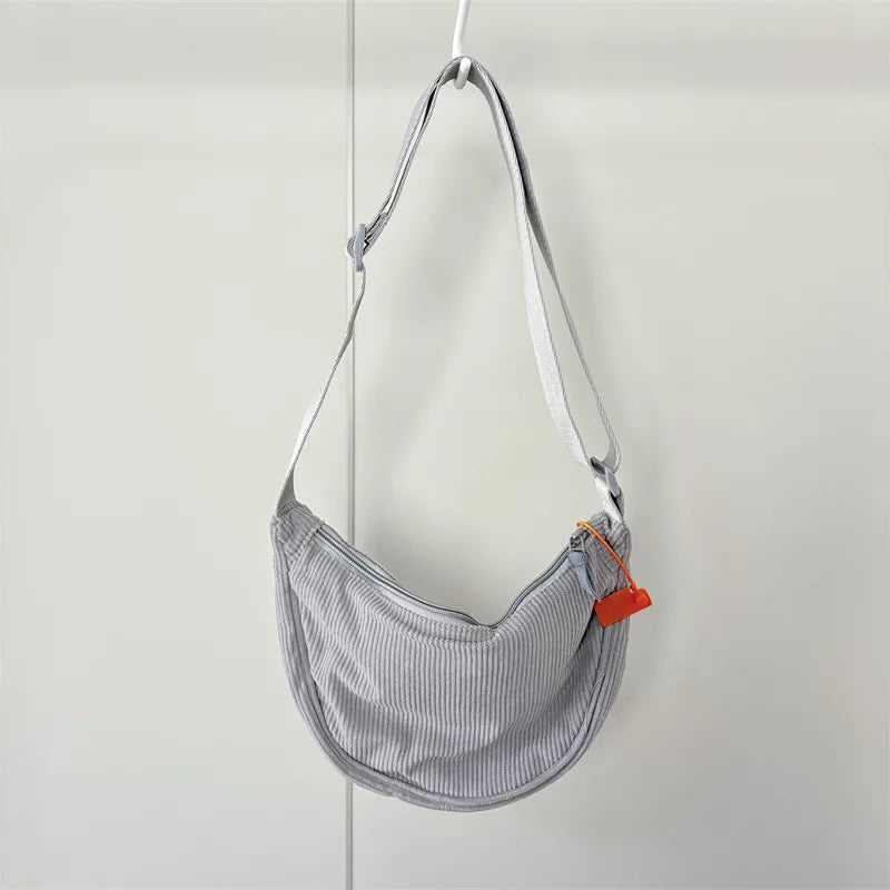 Solid Color Corduroy Women's Hobos Shoulder Bag Retro Casual Female Crossbody Bags Ladies Daily Travel Handbags Messenger Bag-42