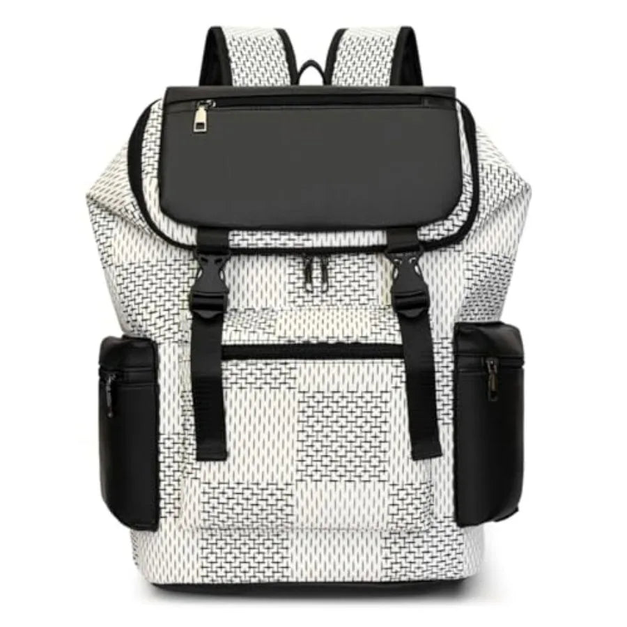 PU Leather Backpack, Laptop Backpack Large capacity work business travel bag student schoolbag-14