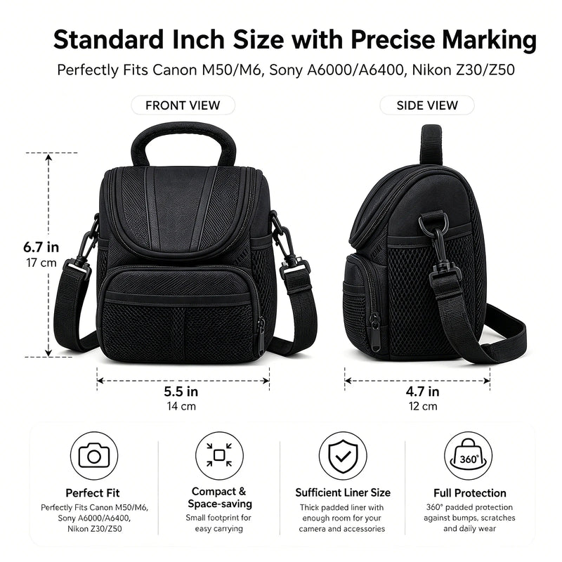 Ultimate Travel Essential Camera Case, Protective Digital Camera Case for Nikon SLR DSLR, Waterproof Lightweight Crossbody Shoulder Bag for D40, Travel Photography Must-Have Accessory, Large Capacity Travel Gear for Photograp-17