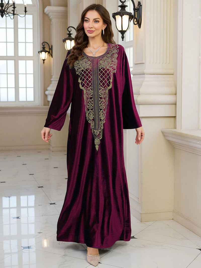 Embroidered Abaya Kaftans for Women Modern Elegant Dubai Moroccan Dubai Kaftan Dresses Abaya for Women Muslim Dress-22