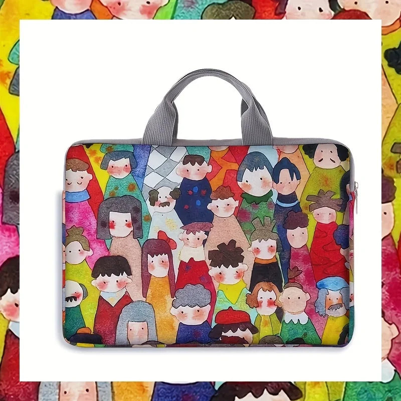 Cartoon Figure Print Laptop Briefcase 14 Inch Notebook Handbag Daily Fashion Shockproof Single Piece Laptop Carry Bag-6