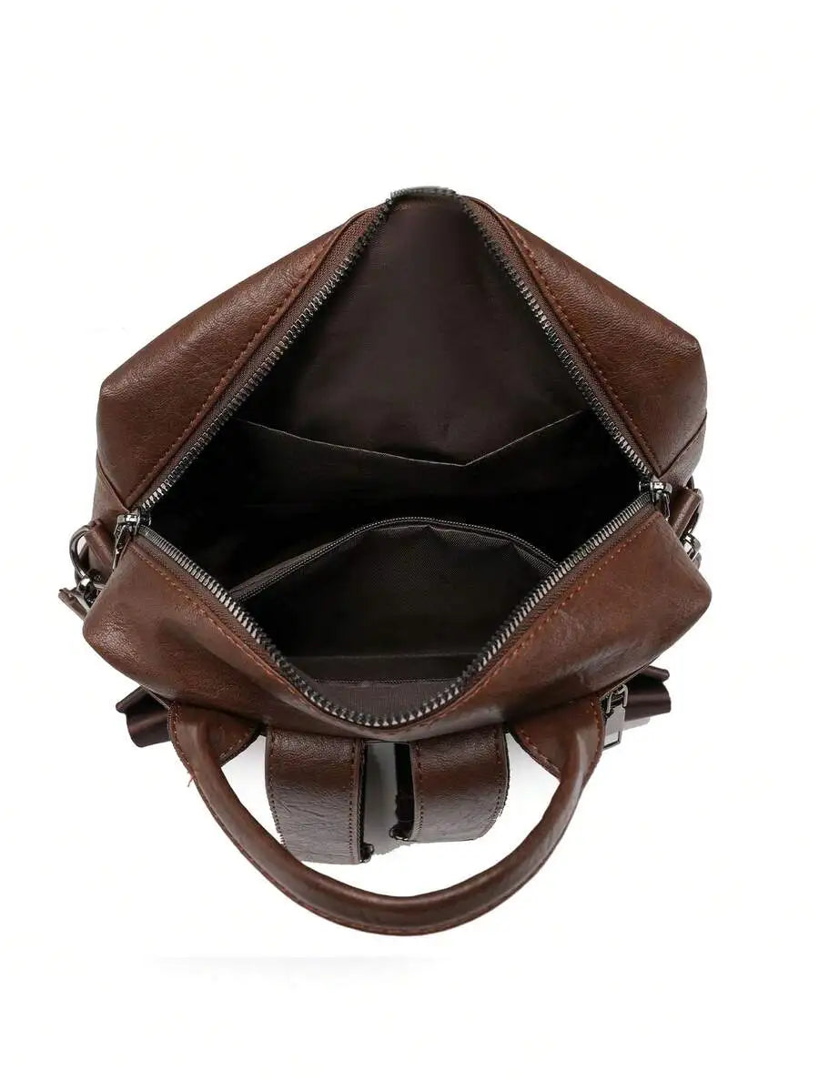 Womens PU Leather Backpack Multi-Functional Waterproof Compact Bag For Work Travel-1