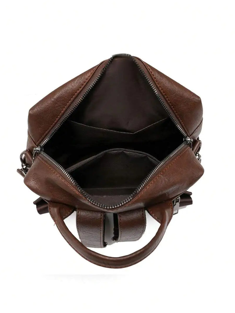 Womens PU Leather Backpack Multi-Functional Waterproof Compact Bag For Work Travel-1