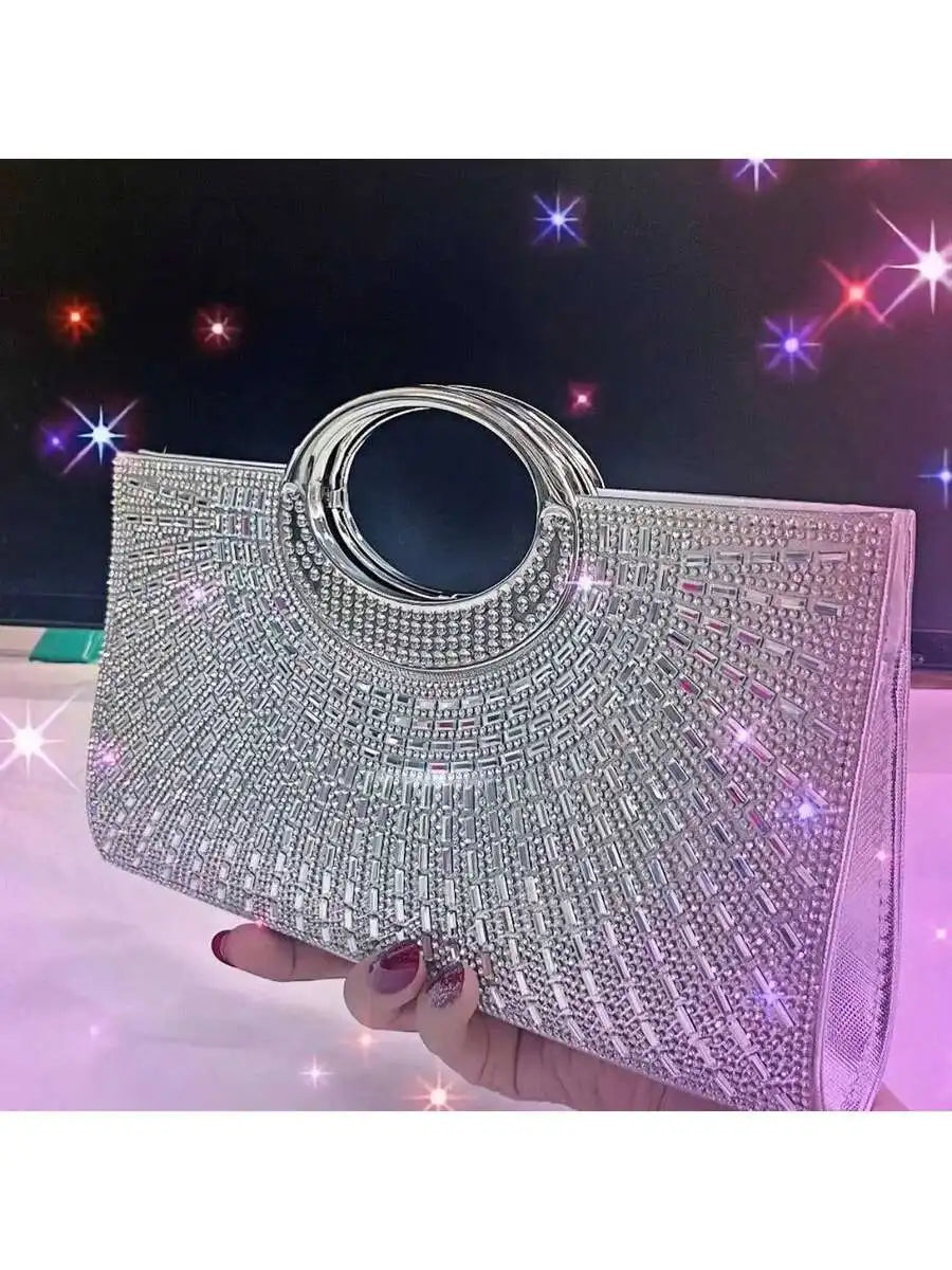 Rhinestone Clutch Bag With Chain Strap For Evening Party Dinner-6