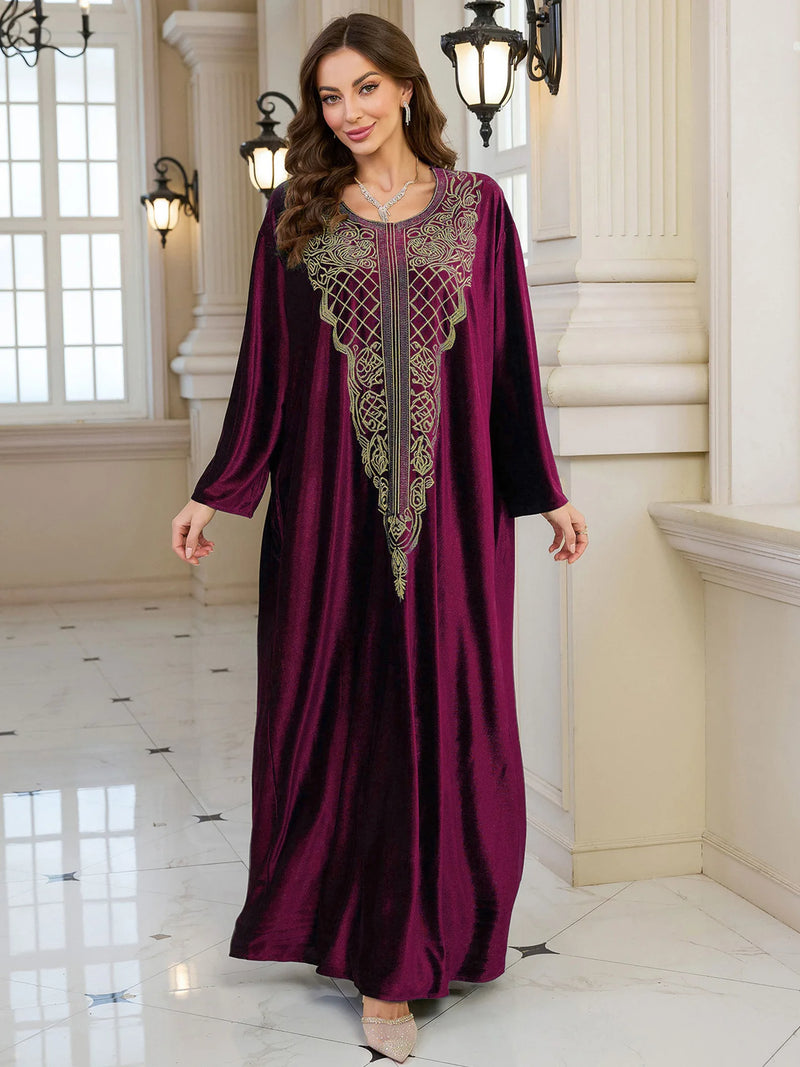 Embroidered Abaya Kaftans for Women Modern Elegant Dubai Moroccan Dubai Kaftan Dresses Abaya for Women Muslim Dress-24