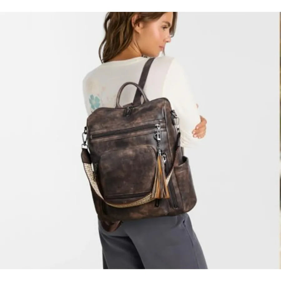 Vegan Leather Laptop Backpack for Women 15.6 inch Work Backpack Fashion Travel Backpack Purse for Travel College Work-19