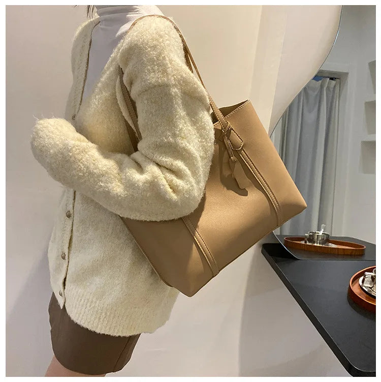 Large Capacity Women's Bag, New Soft Leather Tote Bag, Casual and Versatile Single Shoulder Bags for Woman Korean Style Handbags-29