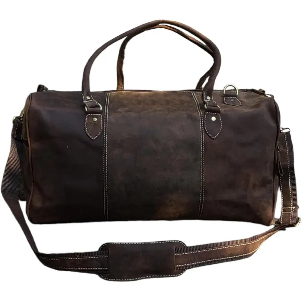 Unisex Vintage Leather Weekend Travel & Gym Duffel Bag-1
