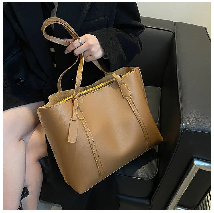 Large Capacity Women's Bag, New Soft Leather Tote Bag, Casual and Versatile Single Shoulder Bags for Woman Korean Style Handbags-43