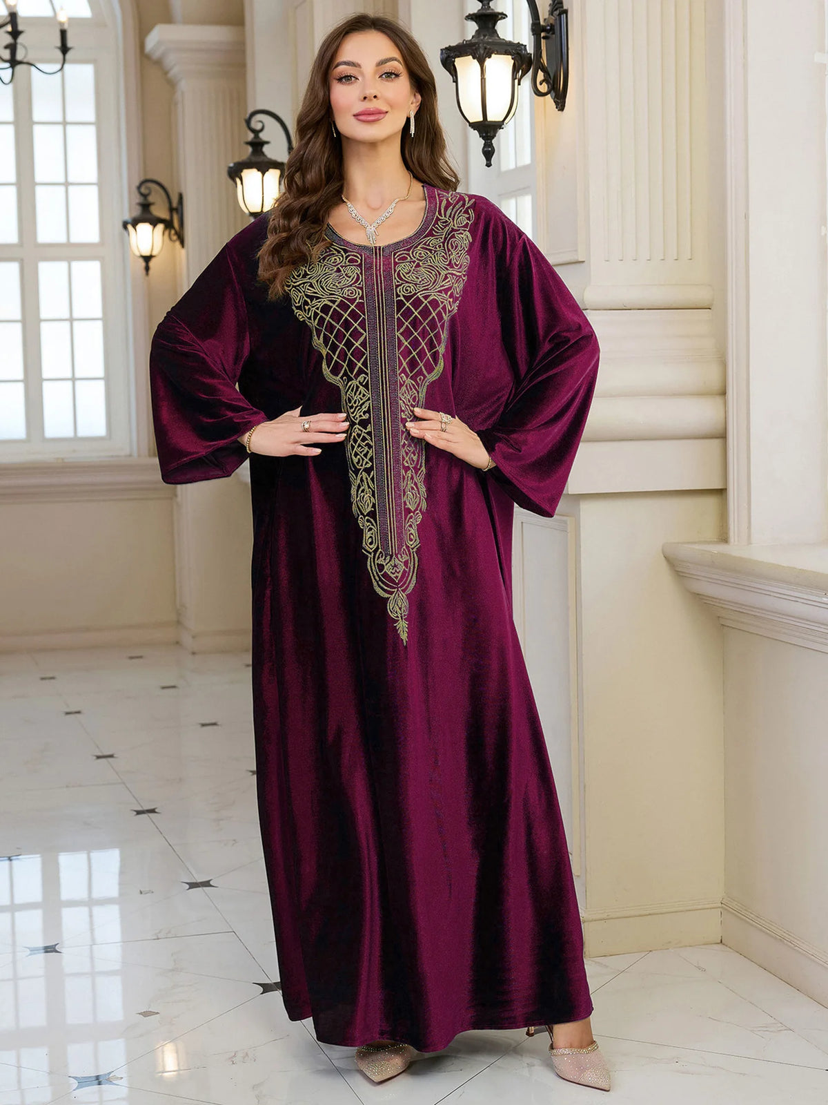 Embroidered Abaya Kaftans for Women Modern Elegant Dubai Moroccan Dubai Kaftan Dresses Abaya for Women Muslim Dress-23