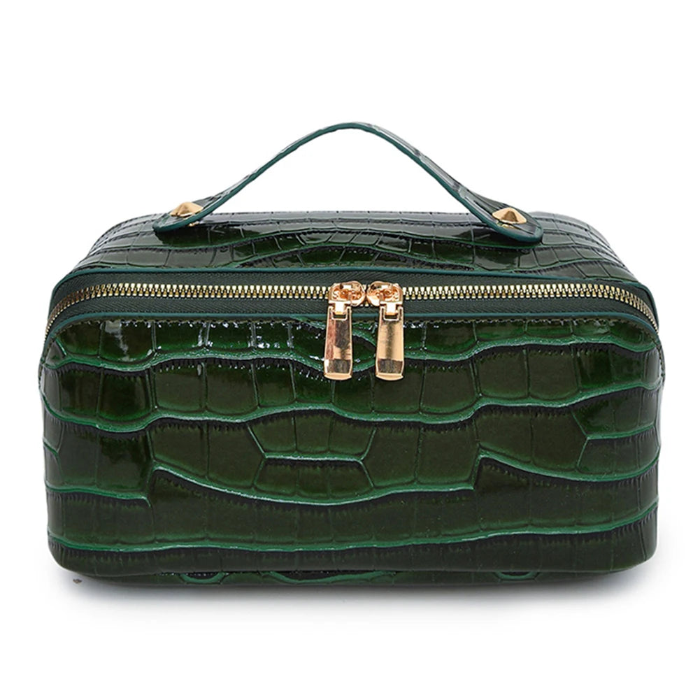 PU Leather Makeup Bag Simple Cosmetic Bag Multi-Compartment Travel Toiletry Bag Makeup Organizer Bag Women Cosmetics Handbag-14