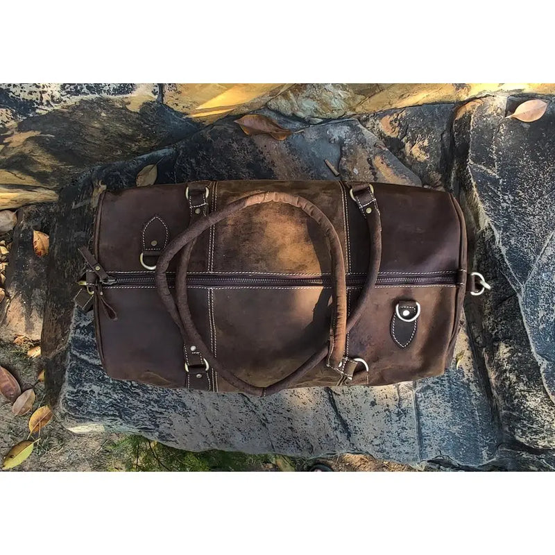 Unisex Vintage Leather Weekend Travel & Gym Duffel Bag-13