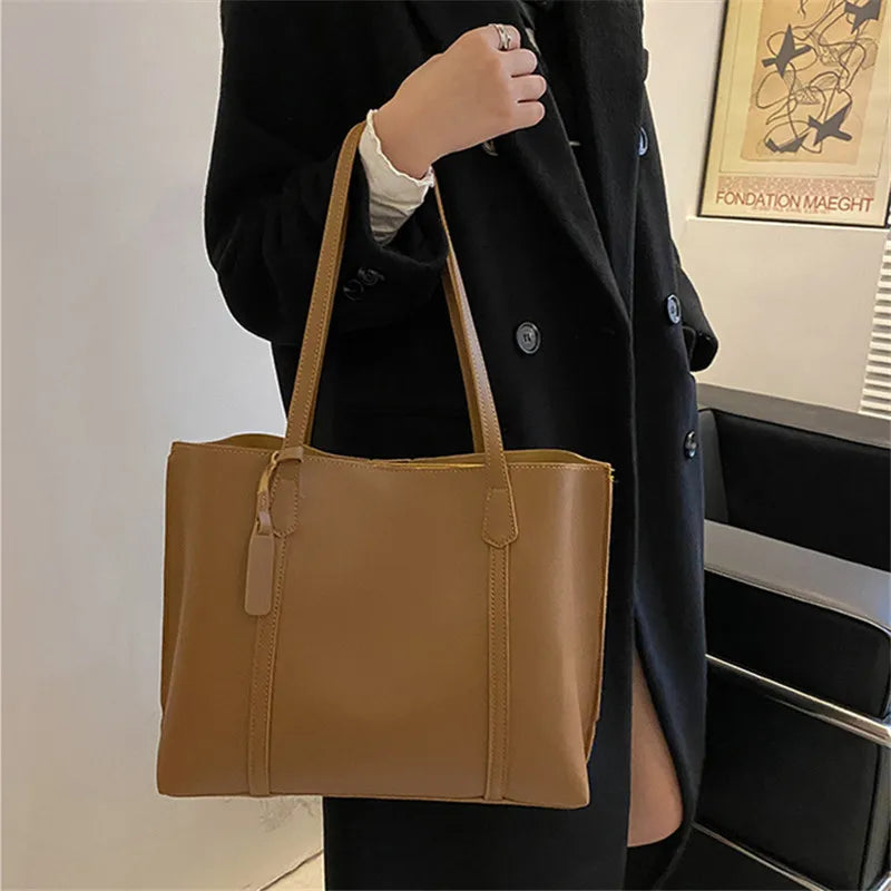 Large Capacity Women's Bag, New Soft Leather Tote Bag, Casual and Versatile Single Shoulder Bags for Woman Korean Style Handbags-5