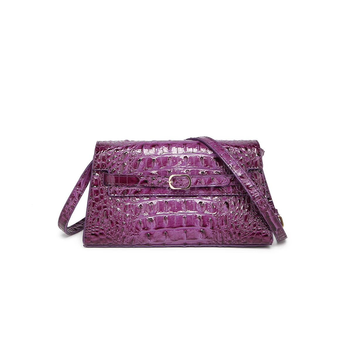 Women Rectangular Shoulder Crossbody Bag with Strap, Croc Embossed Structured Flap Handbag, Lightweight Pouch for Outdoor Camping Commute, Magnetic Snap Closure Multi Compartment Sling Purse for Phone Cosmetics Essentials-15