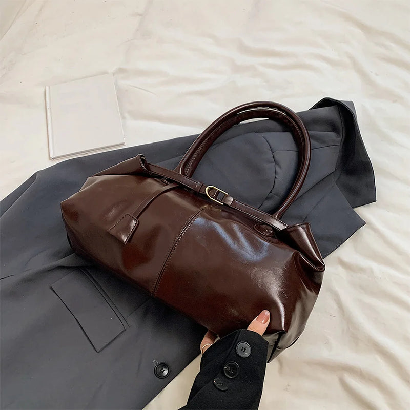 PU Leather Hobo Handbag Slouchy Top Handle Bag Fashion Work Bags Large Satchel Bag for Women Work Shopping Travel-1