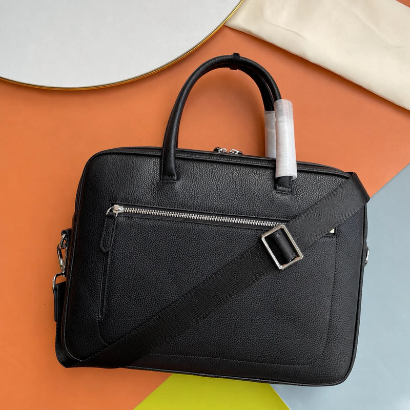 Classic Mens Top-Handle Bags Black Handbag Luxury Business Briefcase for Men Daily Office Work Handbags Cowhide Leather Travel Messenger Bags-5