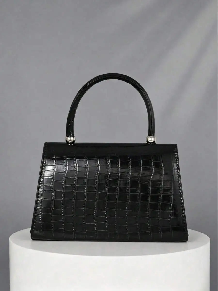 Black Crocodile Texture Clutch Bag Formal Evening Purse For Women-4