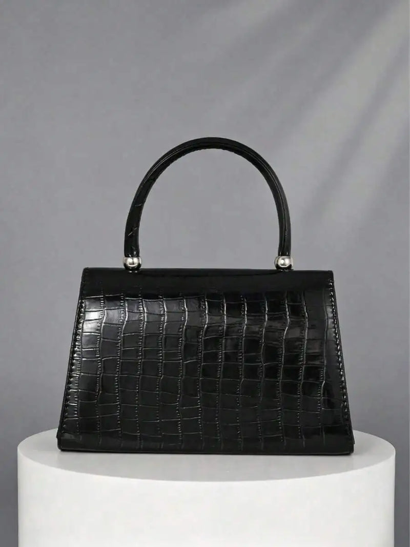 Black Crocodile Texture Clutch Bag Formal Evening Purse For Women-4