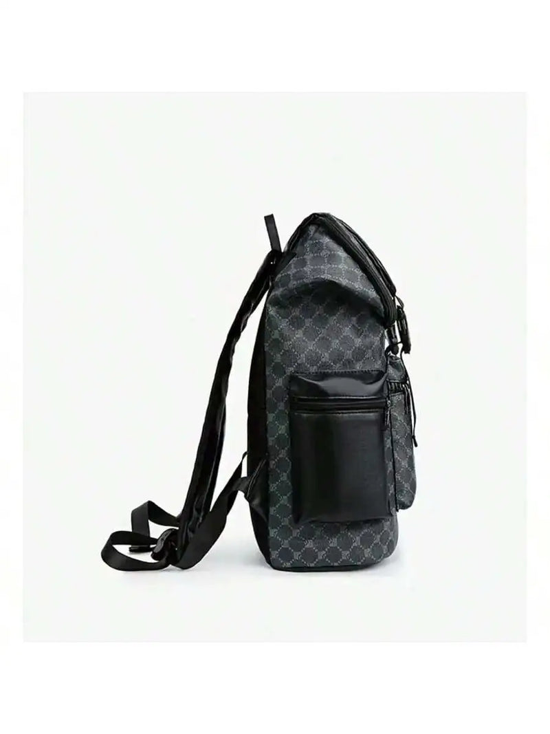 Stylish Large Capacity PU Backpack With Adjustable Straps Laptop Compartment Multi Compartment Design-1