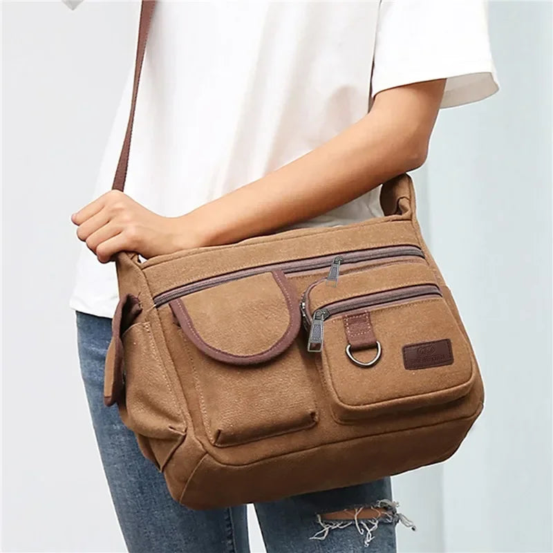 Men Casual Sling Bag Messenger Crossbody Shoulder Unisex Travel Outdoor Vintage Bags-11