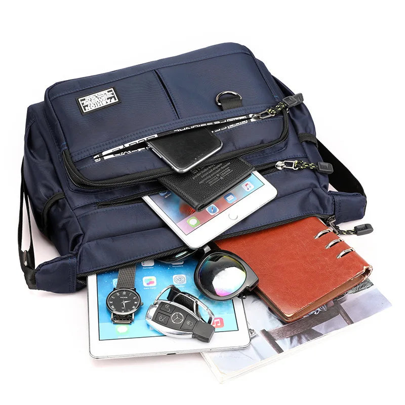 Design Oxford Shoulder Bag Large Capacity Men's Casual Multi-layer Pocket Fashion Single Shoulder Crossbody Luxury Messenger Bag-4