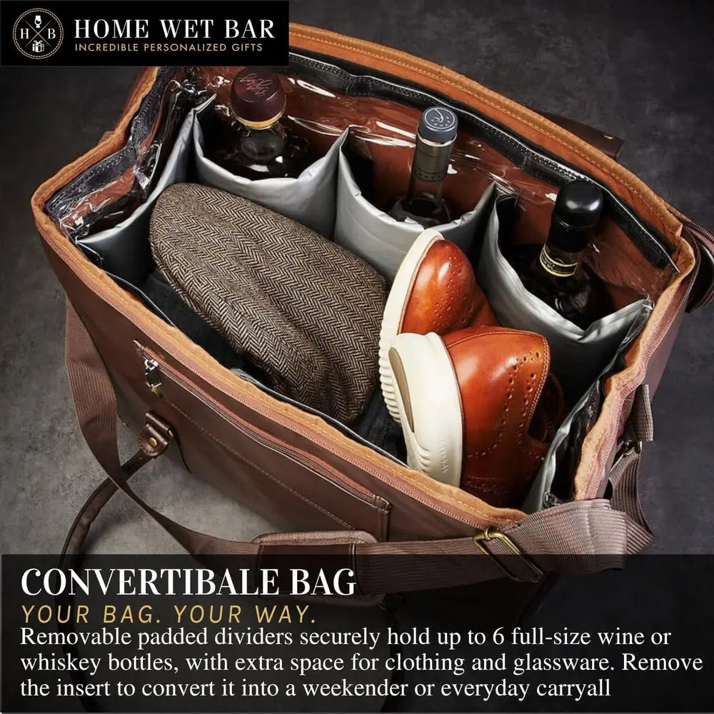 Whiskey Bottle Carrier and Travel Bag | Waterproof & Insulated Vegan Leather | Ideal for Tastings, Parties & Trips-4