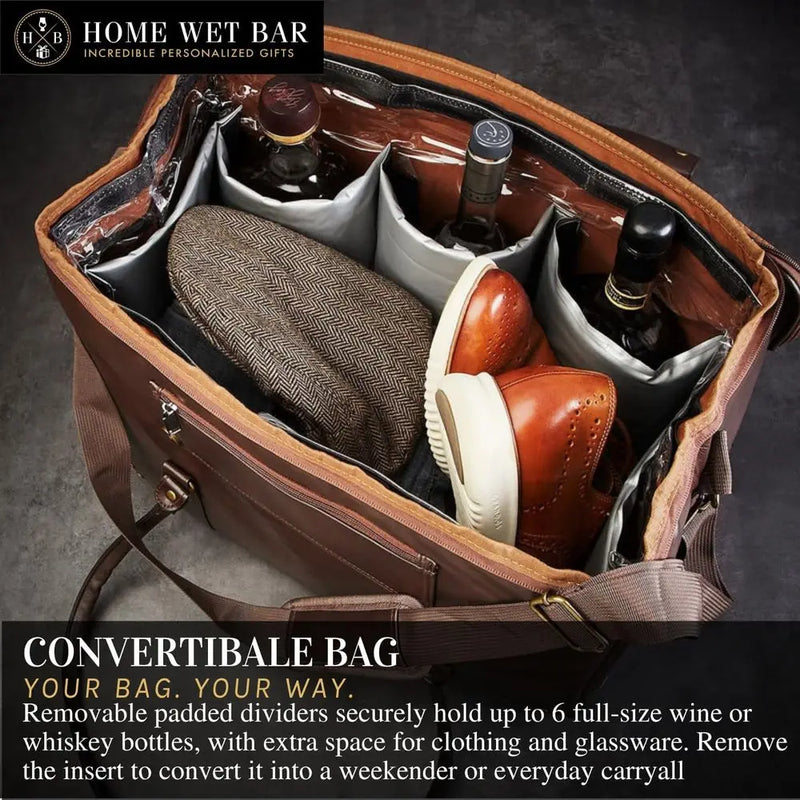 Whiskey Bottle Carrier and Travel Bag | Waterproof & Insulated Vegan Leather | Ideal for Tastings, Parties & Trips-4