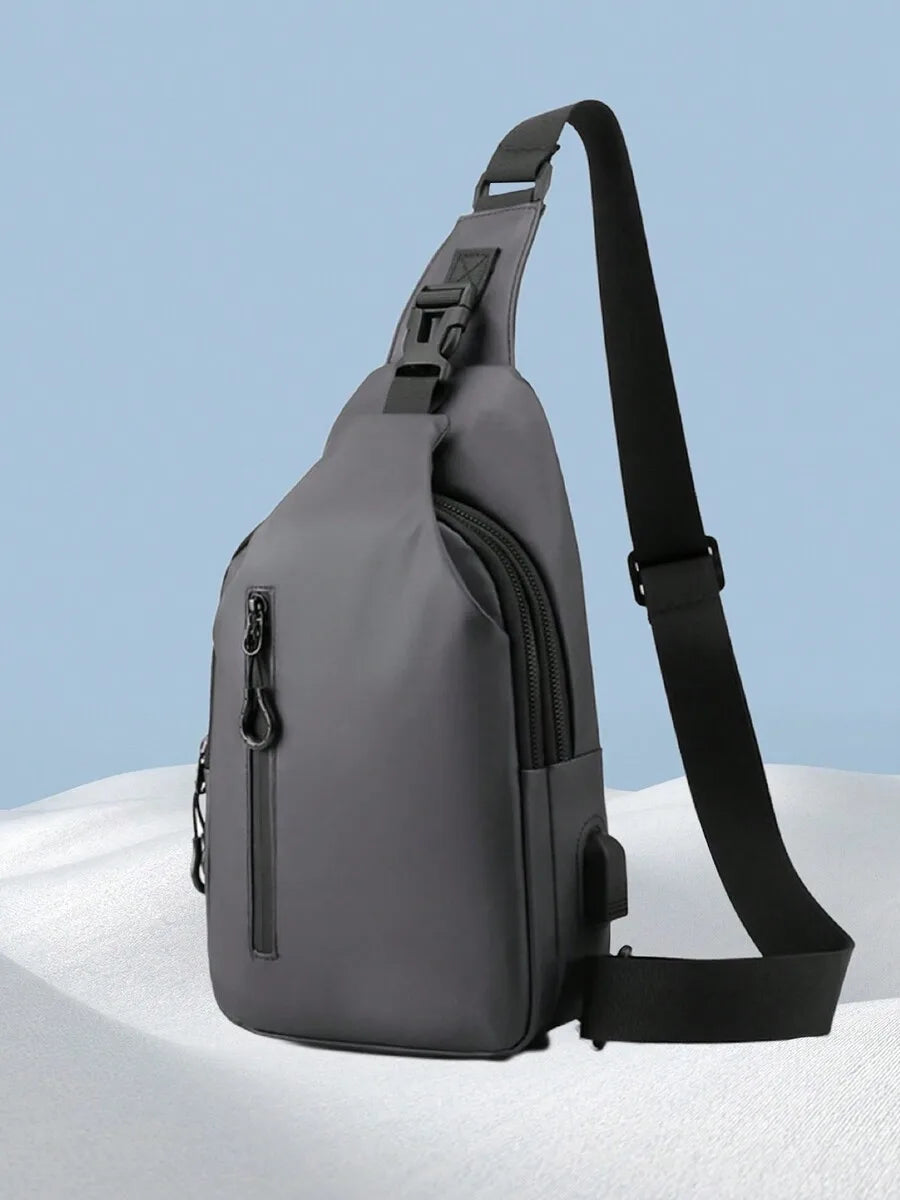 Casual Crossbody Sling Bag For Men And Women, Small Daypack With Zipper Pocket, Adjustable Strap, Fashion Chest Bag With Headphone Cord Slot For Sports, Cycling, Hiking, Running And Business Travel-31