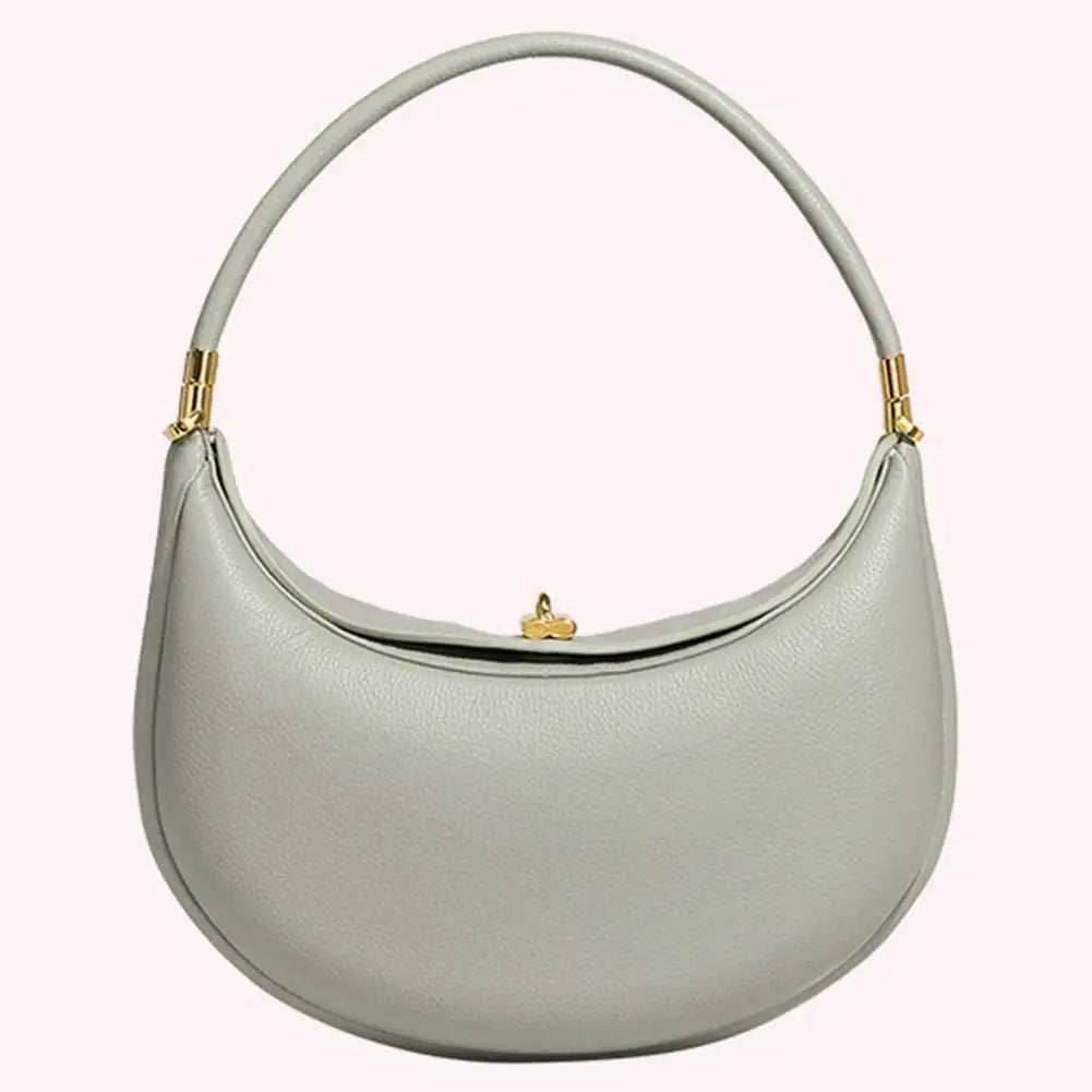 Fashion Handbag PU Leather Designer Underarm Bag with Hasp Closure Stylish Casual Clutch Purse Half Moon Bag for Women-3