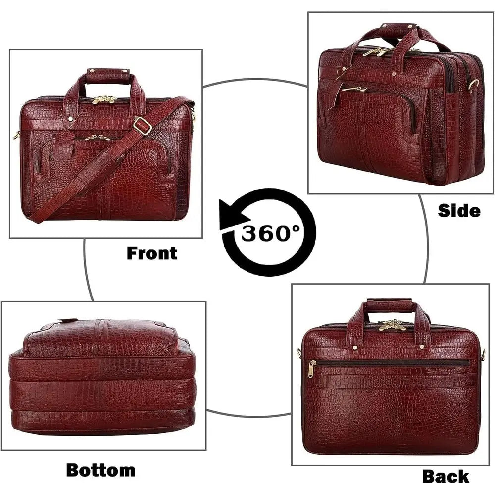 16 Inch Full Grain Leather Briefcases, Laptop Shoulder Bags for Men & Women, Business Work Satchel Bag-12