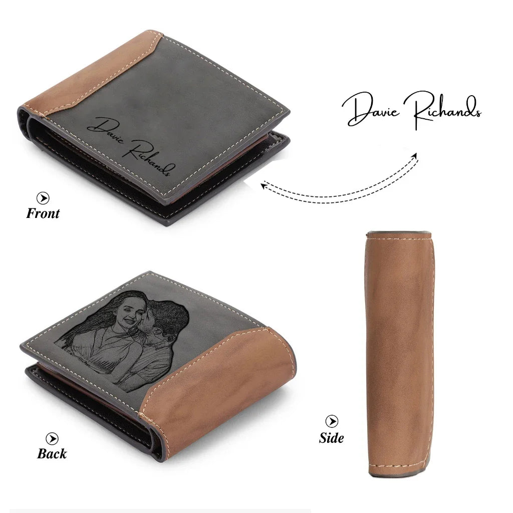 Custom Name Picture Card Holder Wallet Anniversary Birthday Gifts for Men Gift for Husband Father's Day Bifold Wallet-6