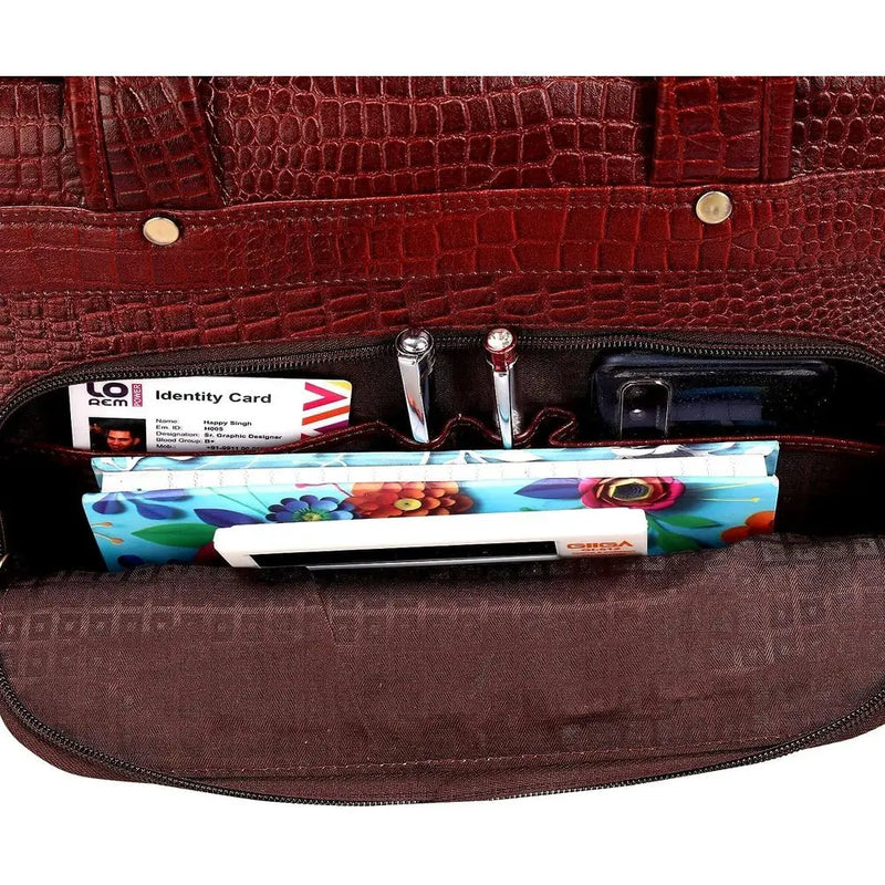 16 Inch Full Grain Leather Briefcases, Laptop Shoulder Bags for Men & Women, Business Work Satchel Bag-14