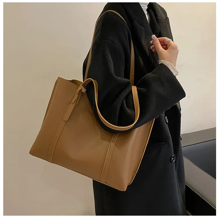 Large Capacity Women's Bag, New Soft Leather Tote Bag, Casual and Versatile Single Shoulder Bags for Woman Korean Style Handbags-23