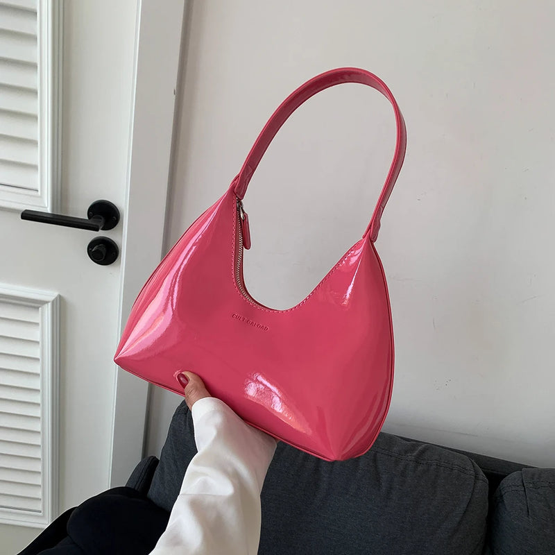 Women's Bag 2023 Patent Leather Tote Bag Versatile Fashion Shoulder Bag Satchel Hobo Bag Brand Designer Zipper Small Handbags-10