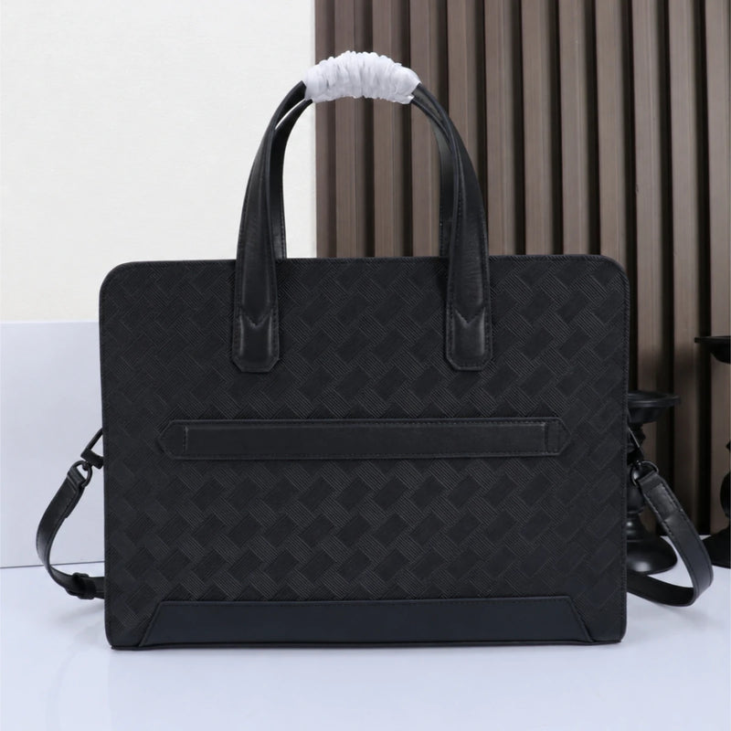 Men's Top-Handle Bags Luxury Designer Briefcase Genuine Leather Laptop Messenger Bag Slim Woven Crossbody Document Portfolio Male Office Handbag-2