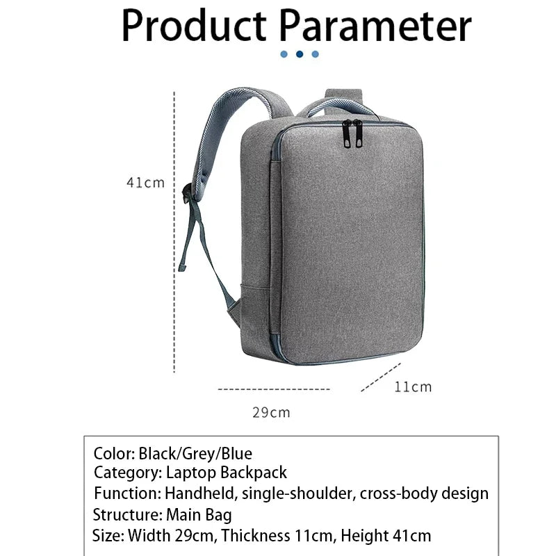 Ergonomic Laptop Backpack 14-17 Inch Notebook Daypack Office Daily Breathable Multi Pocket Lightweight Storage Bag-10