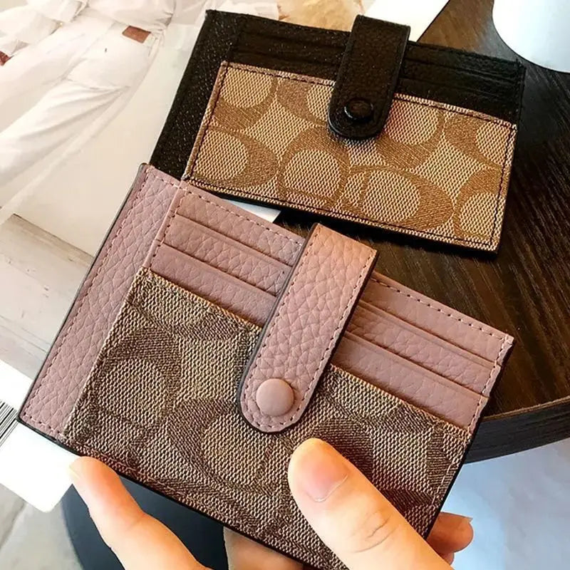 Monogram Ultra-thin Ins Style Card Holder Fashion Mini Short Envelope For Women Appliques Card&ID Wallet Credit Card Purse-8