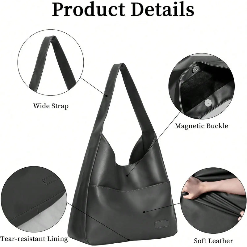 Hobo Bags For Women Leather Tote Bag Vegan Leather Shoulder Hand Bag Hobo Purse Tote Bags Large Soft Shoulder Bag-4