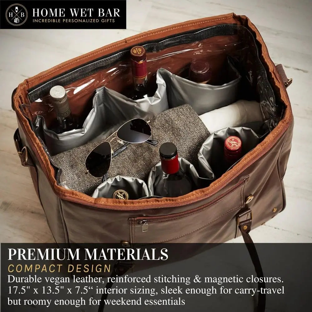 Whiskey Bottle Carrier and Travel Bag | Waterproof & Insulated Vegan Leather | Ideal for Tastings, Parties & Trips-11