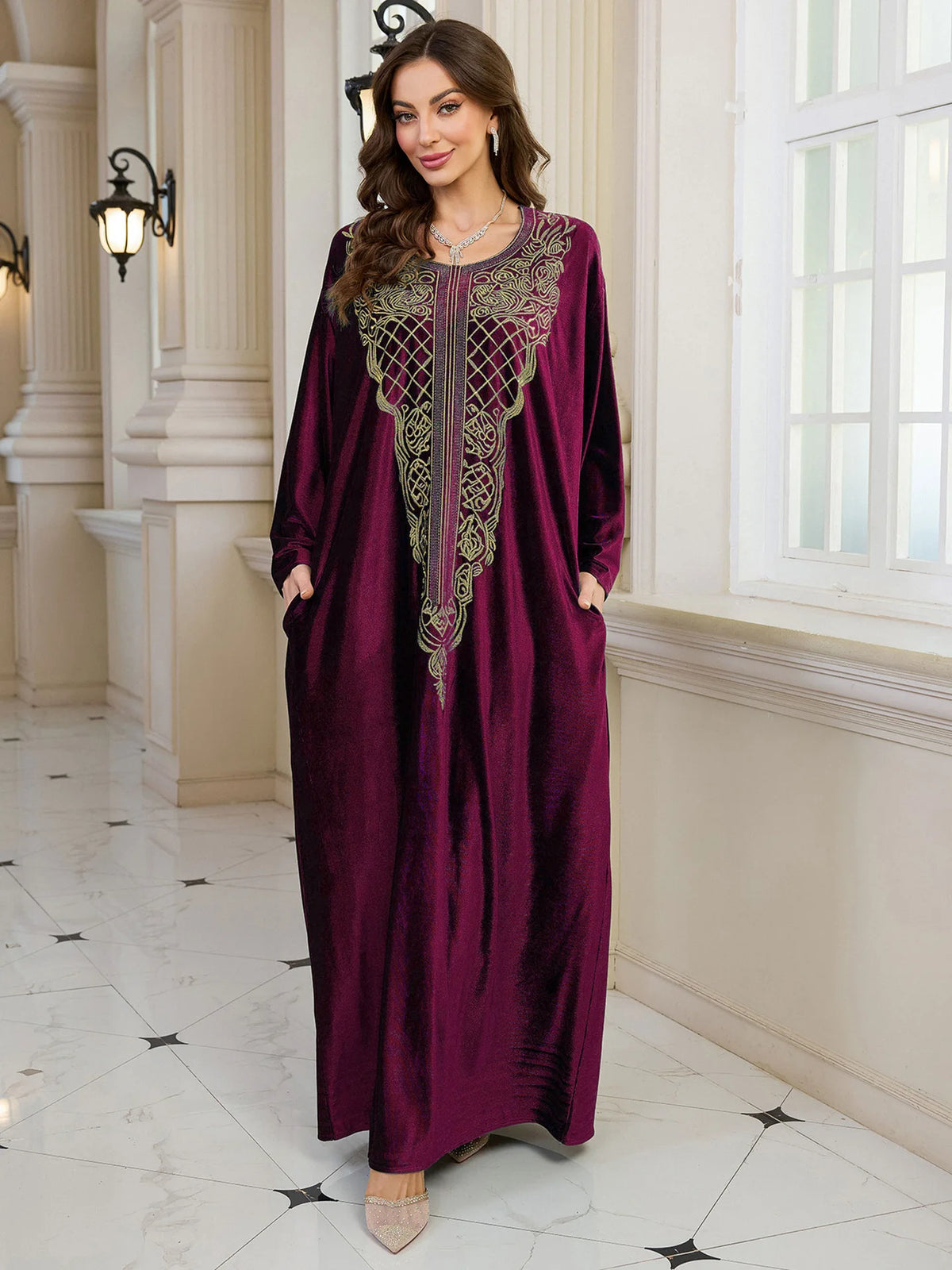 Embroidered Abaya Kaftans for Women Modern Elegant Dubai Moroccan Dubai Kaftan Dresses Abaya for Women Muslim Dress-21
