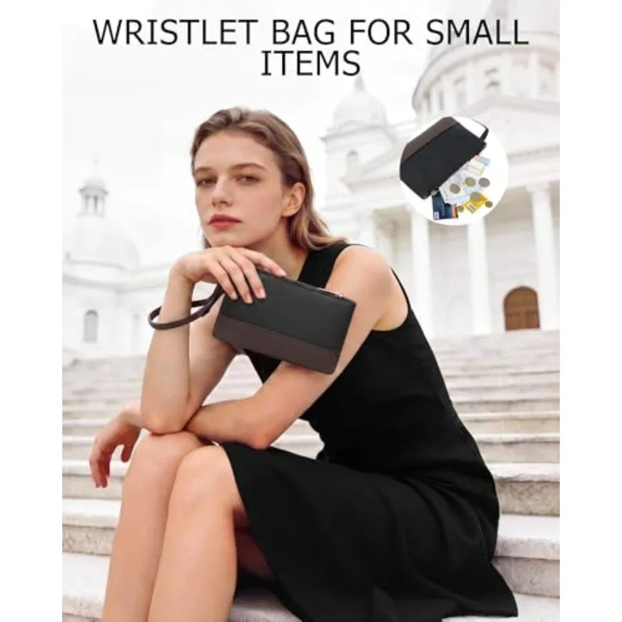Laptop Bag for Women, 3PCS Vegan Leather Tote Bag for Work with 2 Straps, Teacher Purse Office Handbag Computer Briefcase-6