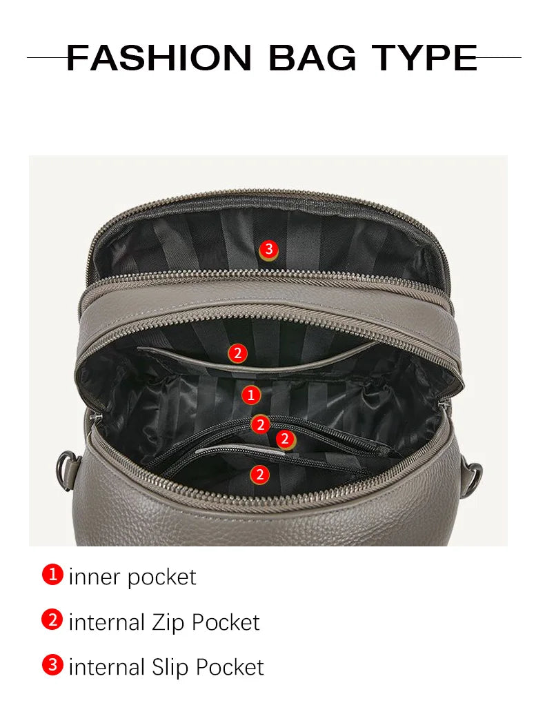 Genuine Leather Women's Backpack, New 2026 Style, Lightweight Small Backpack, Commute Bag for Work, Large-Capacity Travel Backpack-15