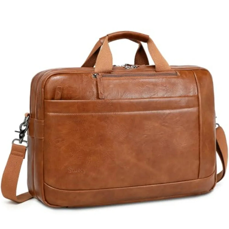 Faux Leather Messenger Bag for Men 17-17.3 Inch Leather Mens Laptop Bag Leather Briefcasen Convertible Backpack 3 in 1 Comter H-20