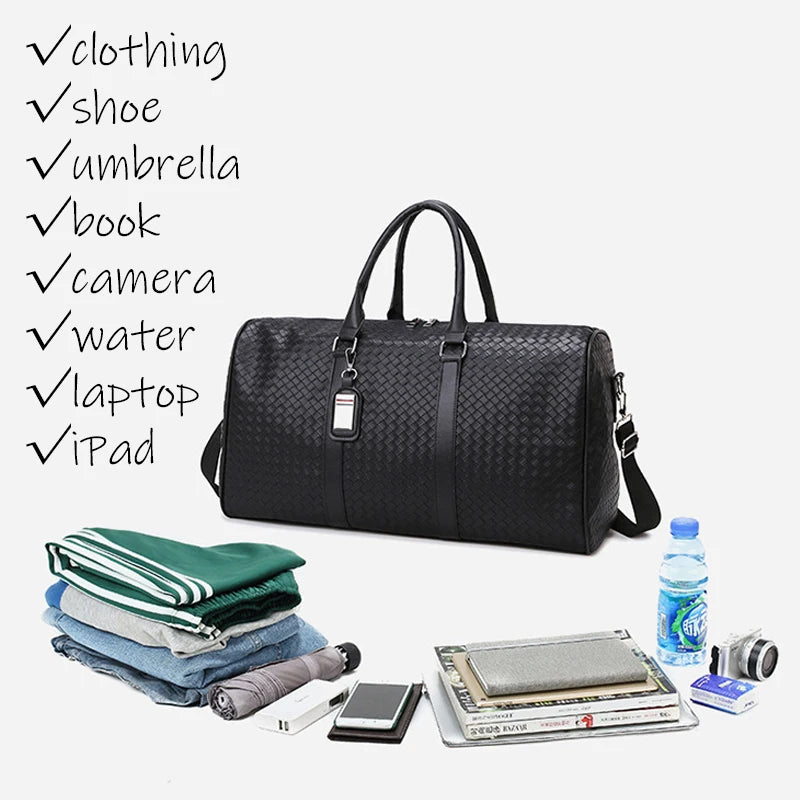 Large Capacity Travel Bag, Made Of PU Leather Material, Designed As A Single/Double Shoulder Bag, Multifunctional Travel Bag-4