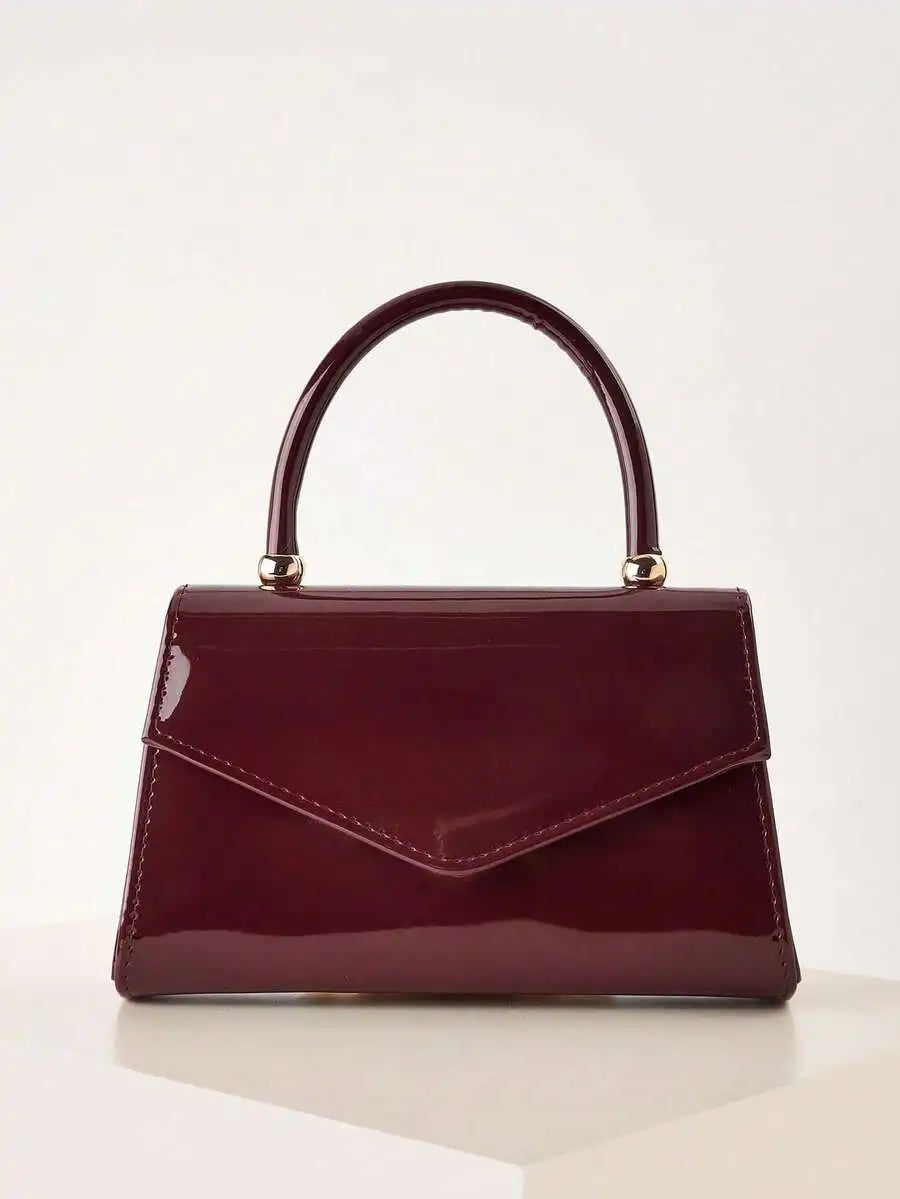 Womens Patent Leather Envelope Clutch Evening Bag For Party Wedding-1
