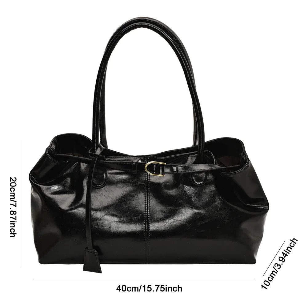 PU Leather Hobo Handbag Slouchy Top Handle Bag Fashion Work Bags Large Satchel Bag for Women Work Shopping Travel-3