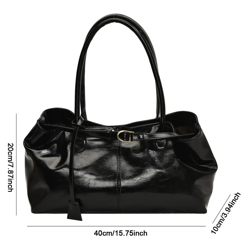 PU Leather Hobo Handbag Slouchy Top Handle Bag Fashion Work Bags Large Satchel Bag for Women Work Shopping Travel-3