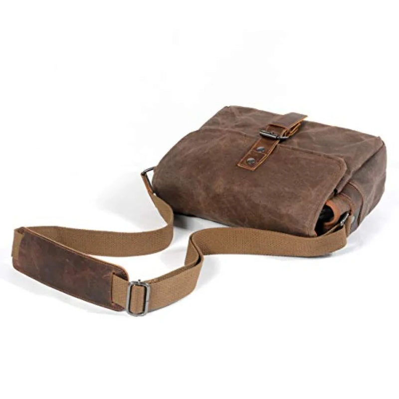 SLR Camera Bag, Waterproof Wax Canvas Bag Vintage Camera Case Messenger Bag with Interlayer Pad-4