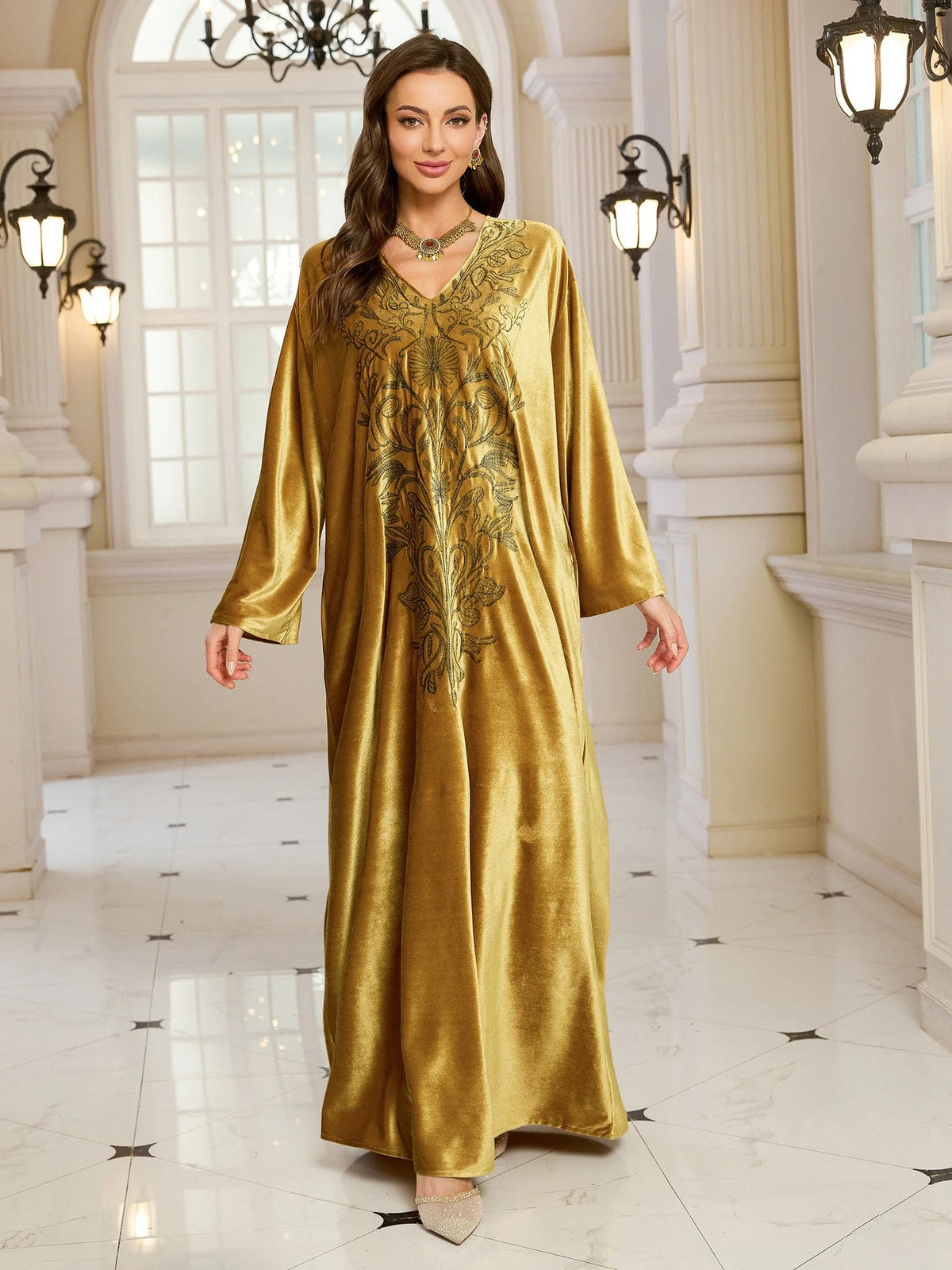 Embroidered Abaya Kaftans for Women Modern Elegant Dubai Moroccan Dubai Kaftan Dresses Abaya for Women Muslim Dress-45