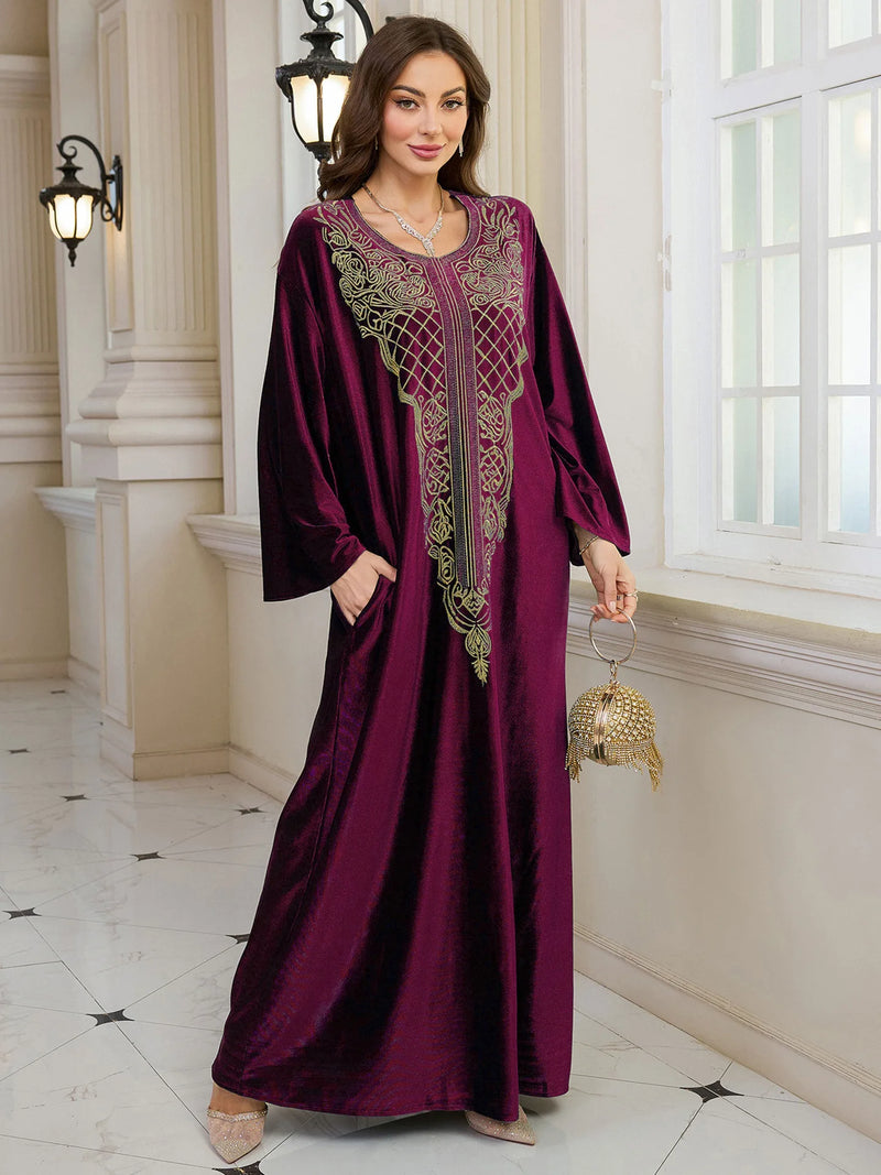 Embroidered Abaya Kaftans for Women Modern Elegant Dubai Moroccan Dubai Kaftan Dresses Abaya for Women Muslim Dress-20